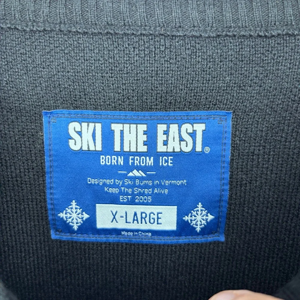 Ski The East Silent Night Shredder Sweater Men XL Black Jacquard Knit Skiing New